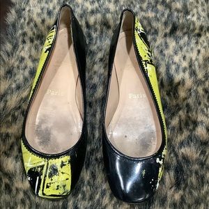 CHRISTIAN LOUBOUTIN GRAFFITI PRINT BALLET FLATS